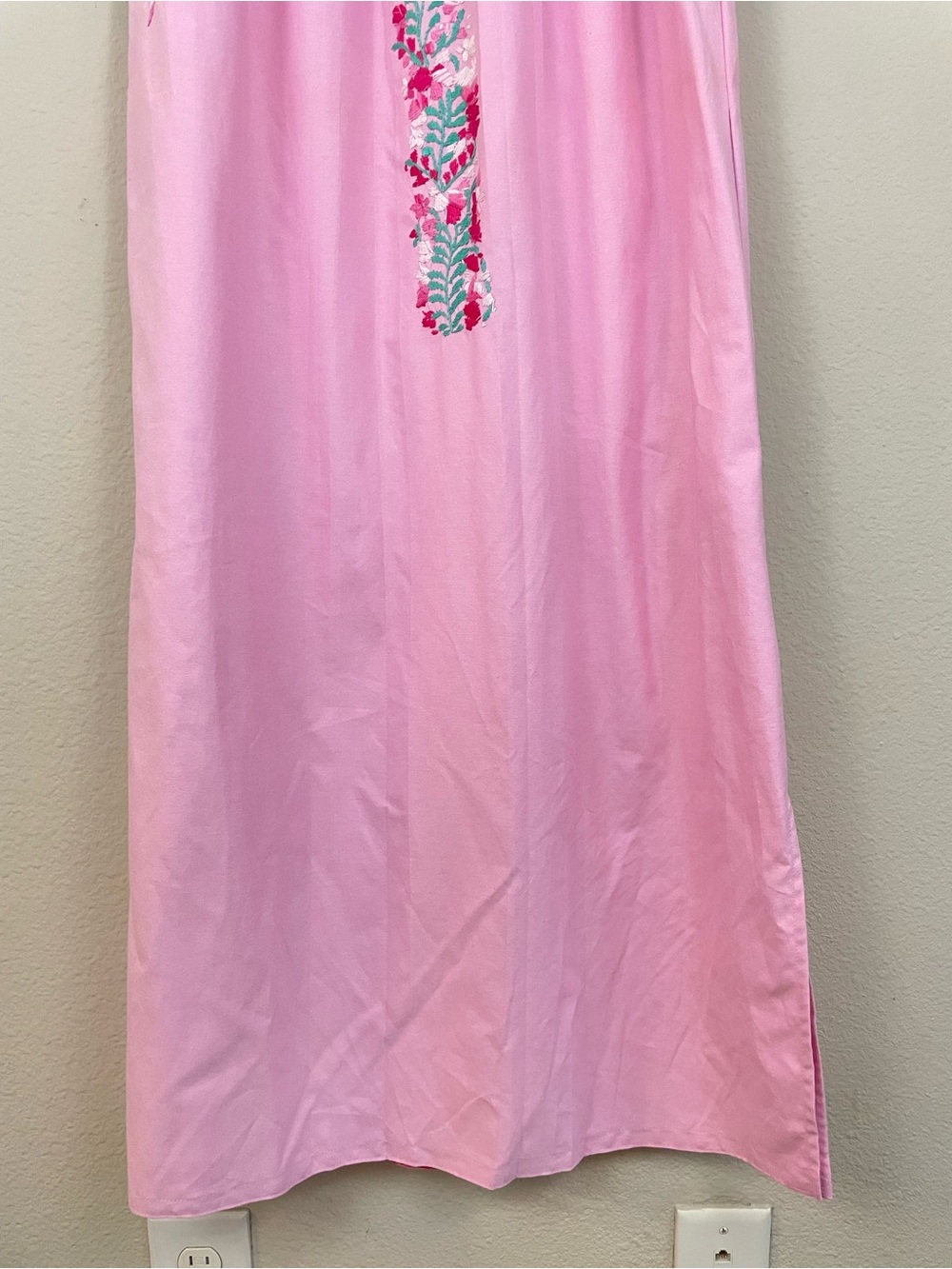Mi Golondrina Mexico Pink Floral Embroidery Sleeveless Midi Dress Size XS - Picture 5 of 7